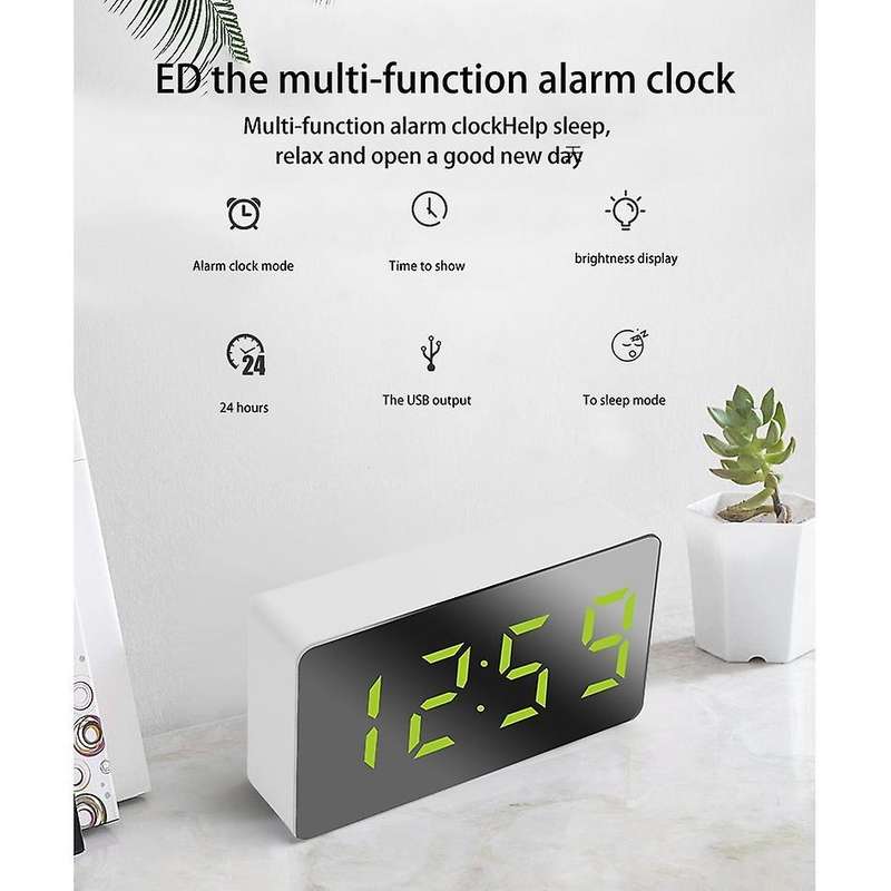 Mini Desk Alarm Clock Digital Travel Clocks for Home Decor,green