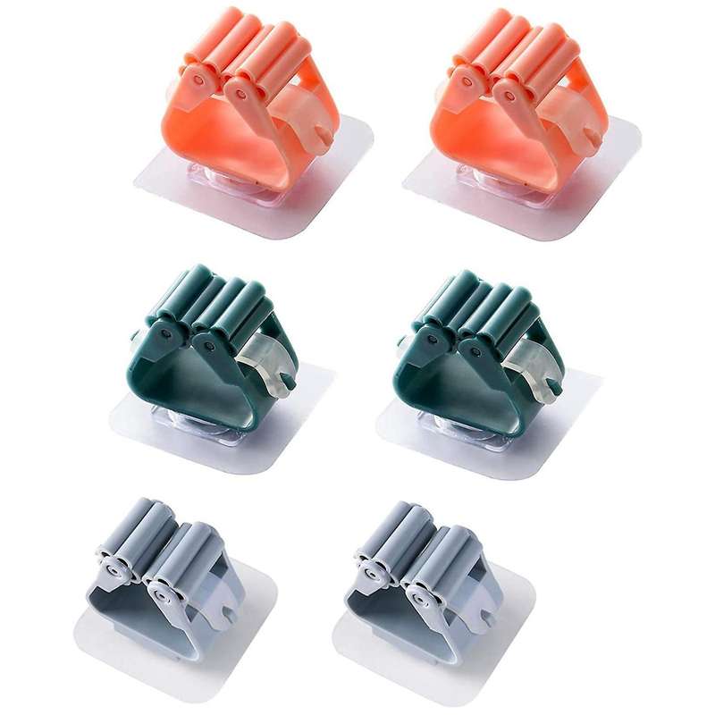 6pcs Heavy Duty Kitchen Hooks Broom Tool Mop Holder Wall Mounted