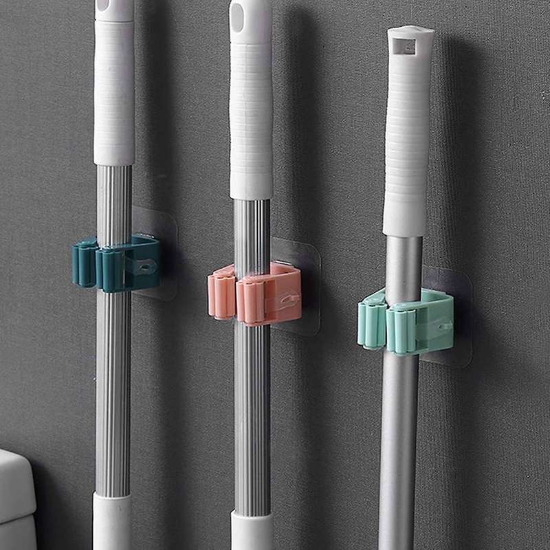 6pcs Heavy Duty Kitchen Hooks Broom Tool Mop Holder Wall Mounted