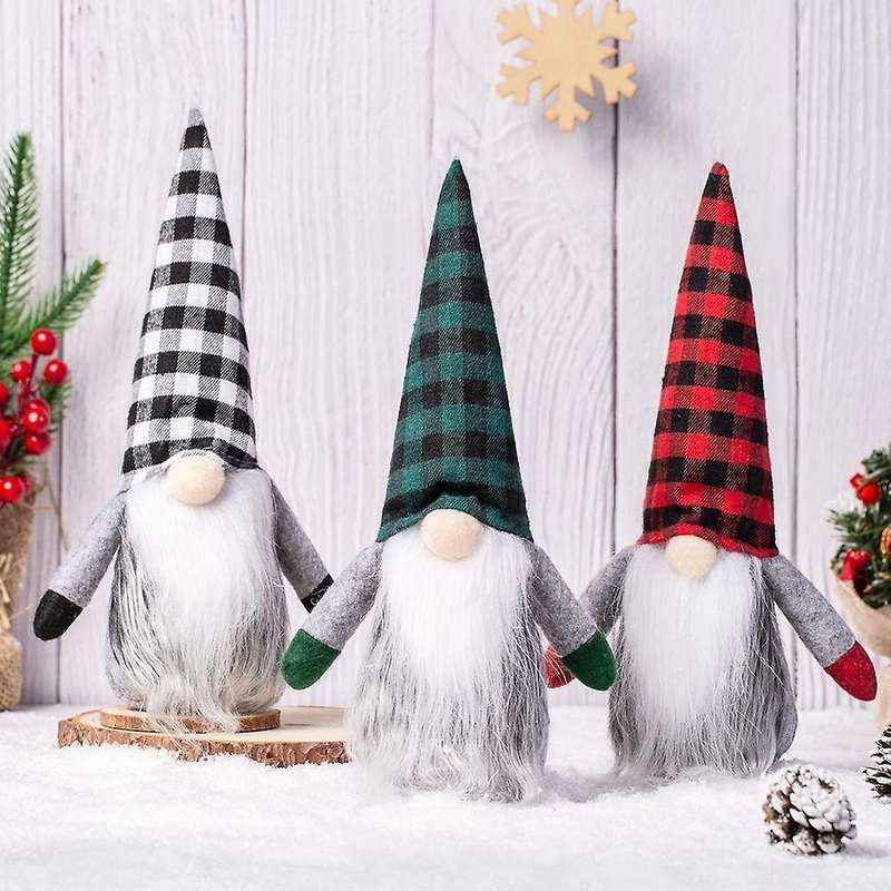 Plaid Christmas Faceless Doll Nordic Wind Elf Dwarf for Holidays A