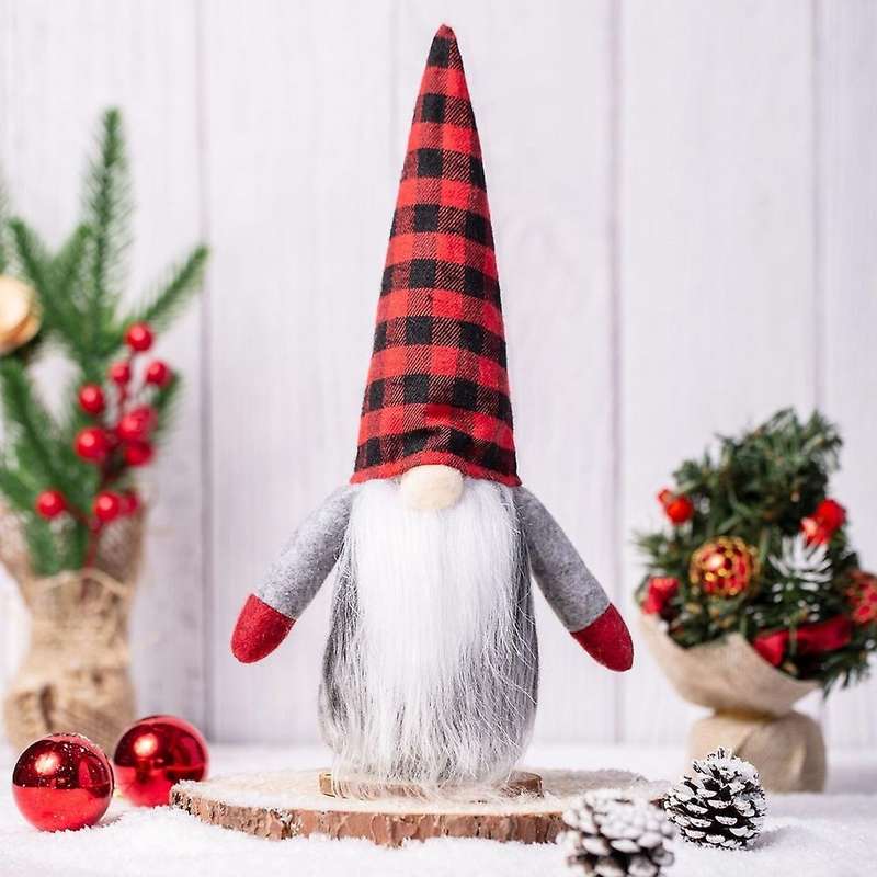 Plaid Christmas Faceless Doll Nordic Wind Elf Dwarf for Holidays A