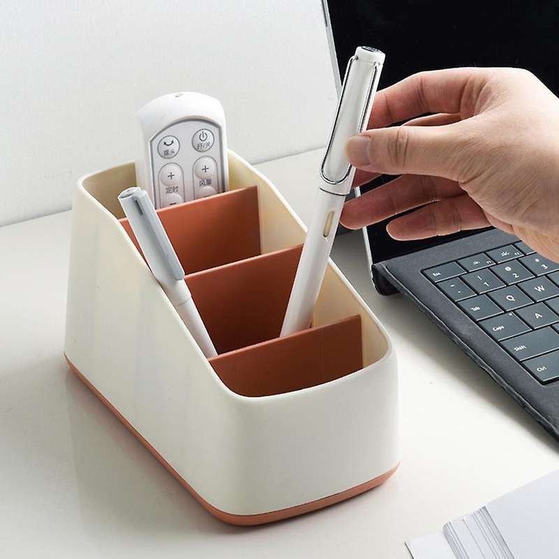 4 Slot Desktop Storage Box Remote Control Debris Storage Rack(red)
