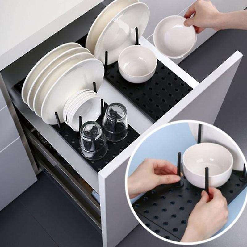 1pc Adjustable Kitchen Dish Drying Rack Tableware Storage Organizer
