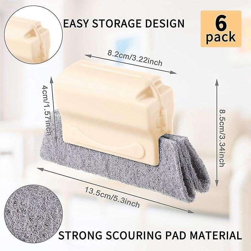Hand-held Groove Cleaner Scouring Crevice Brush for Door 6 Pieces
