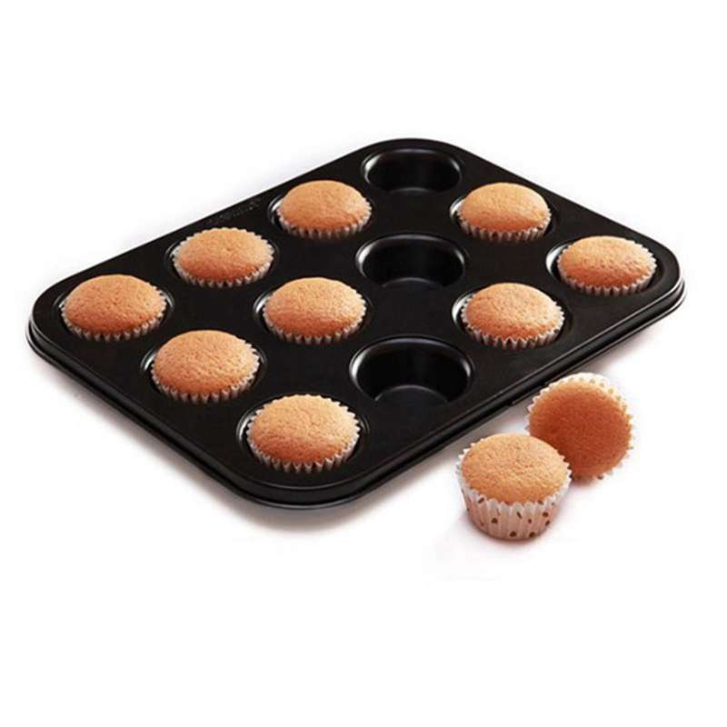 Nonstick 12 Hole Cupcake Pan Carbon Steel Macaroon Pan 12 Cup Cavity