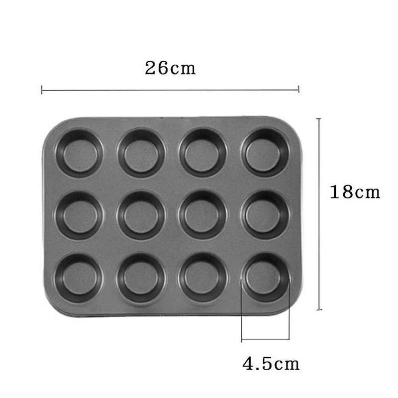 Nonstick 12 Hole Cupcake Pan Carbon Steel Macaroon Pan 12 Cup Cavity