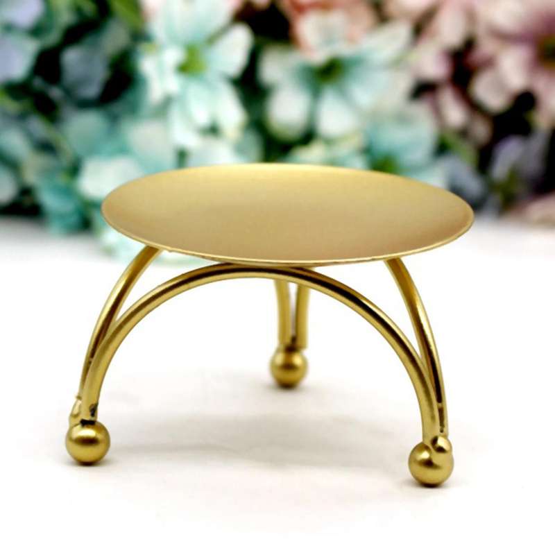Candlestick Iron Candle Holders Retro Round Table Golden 2pcs