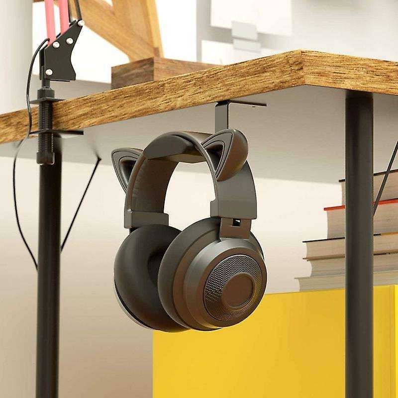 Headphone Hook Holder , Aluminum Headphone Stand for Desk- Black