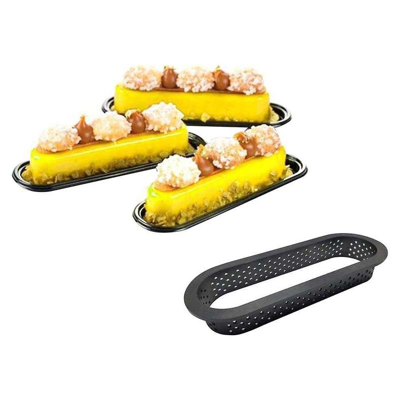 8pcs Round&oval Tart Rings Heat-resistant Perforated Cake Mousse Ring