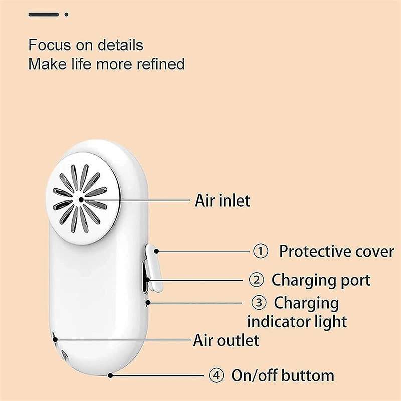 Air Purifier Mask Clip with Fan Breathe Cooler for Mask-black