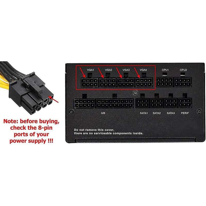 Pci-e 8 Pin Male to 8 Pin Male Power Cable for Evga Modular 60cm+20cm