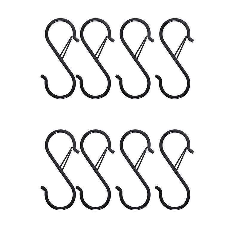 8pcs S Hooks for Hanging for Kitchen Utensil and Closet Rod - Black