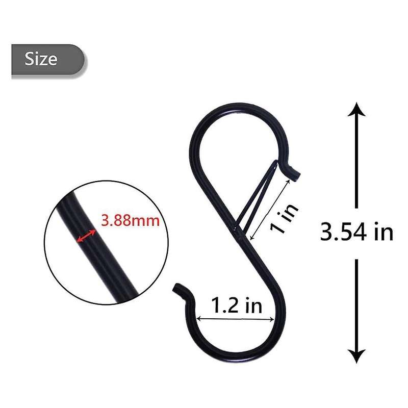 8pcs S Hooks for Hanging for Kitchen Utensil and Closet Rod - Black