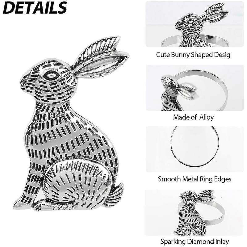 Easter Bunny Napkin Rings Rabbit Napkin Ring Holders Metal Set Of 6