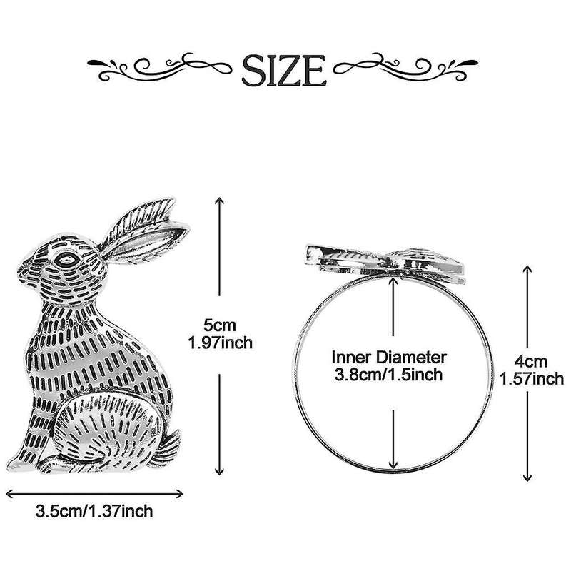 Easter Bunny Napkin Rings Rabbit Napkin Ring Holders Metal Set Of 6