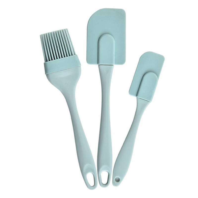 3 Pieces/set Baking Spatula Batter Silicone Spatula Brush Mixing Blue