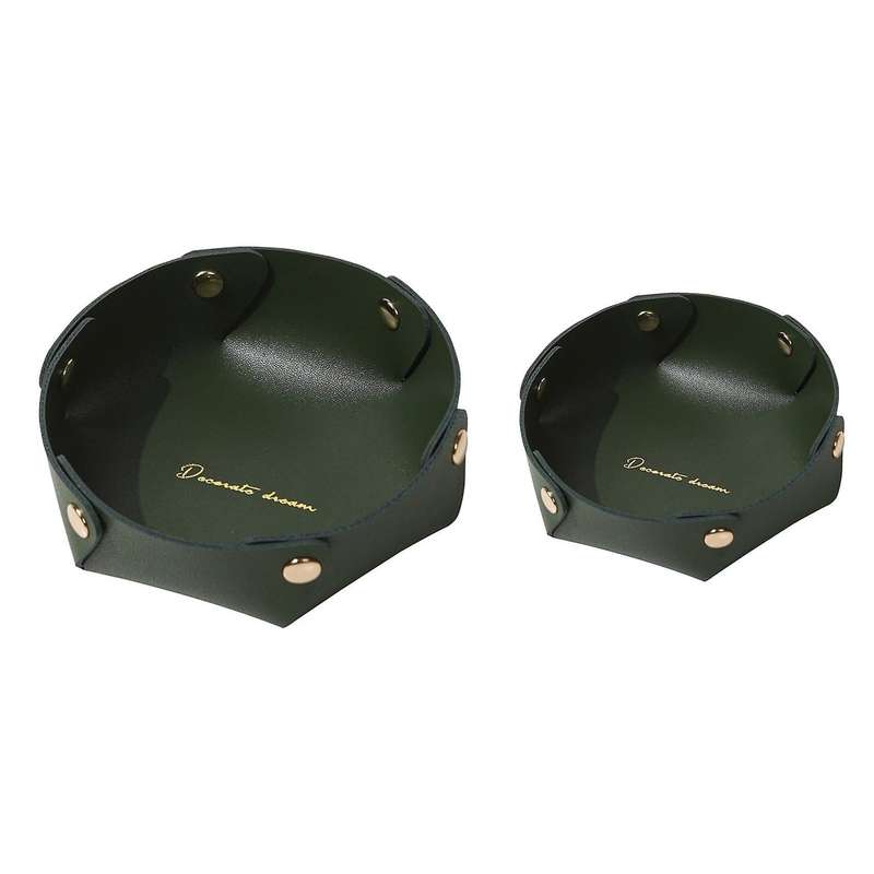 Leather Desktop Storage Box Porch Debris Storage Box Dark Green