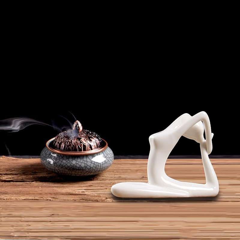 Abstract Art Ceramic Yoga Poses Yoga Lady Figure Statue Ornament #9