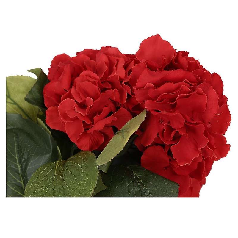 Artificial Hydrangea Flower 5 Big Heads Bouquet Red