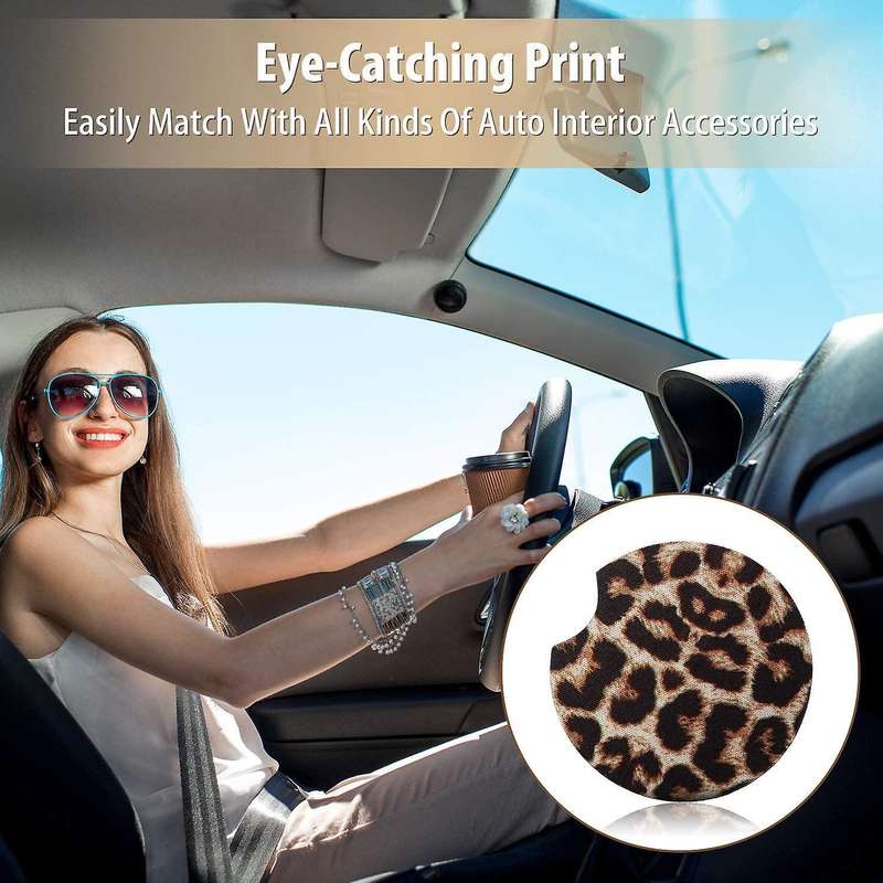 6 Packs 2.56 Inch Leopard Car Coasters,car Cup Pad for Car Kitchen