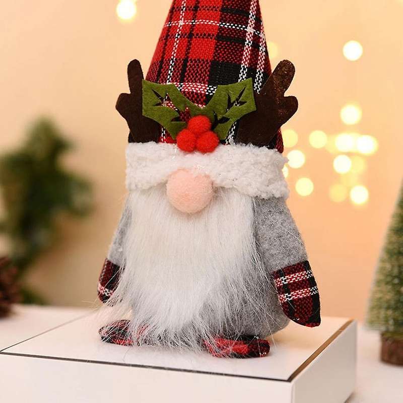 Christmas Gnome Doll with Antlers, for Christmas Party Supplies, A