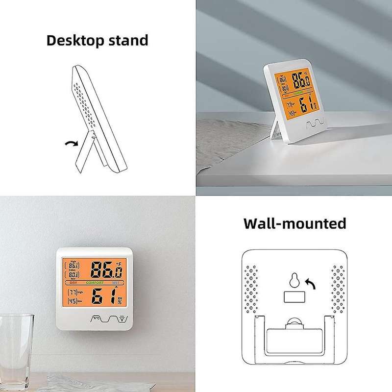 Indoor Thermometer with Backlight Screen, Room Humidity Indicator