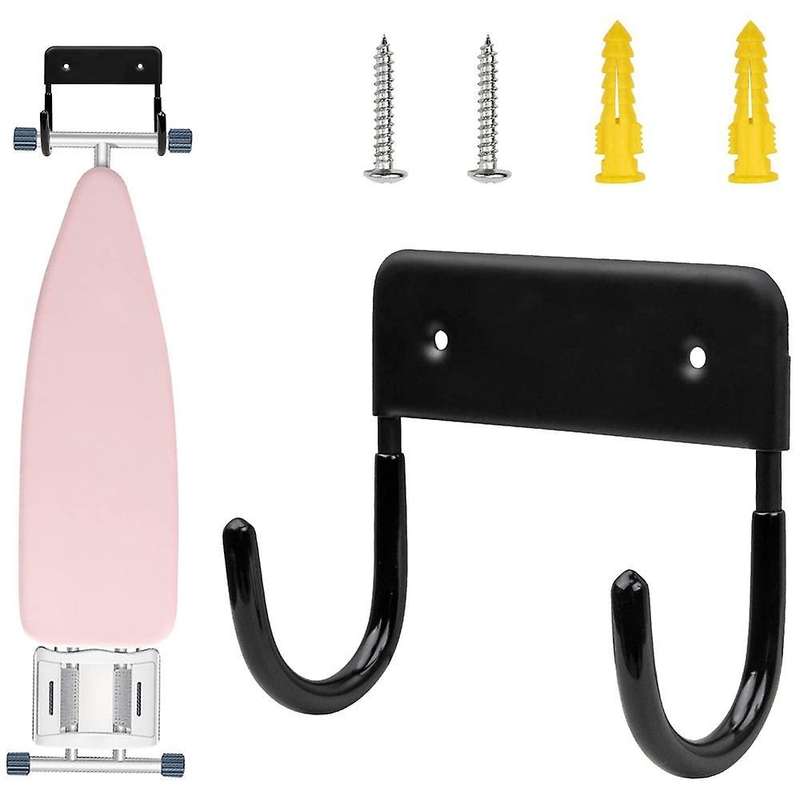 Ironing Board Hanger Iron Board Wall Mount for Laundry Rooms Black