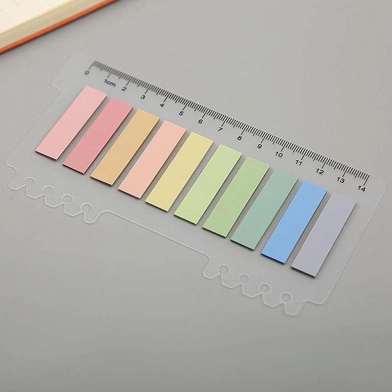 6 Pack 1200 Pieces Sticky Tabs with Ruler, Writable Repositionable