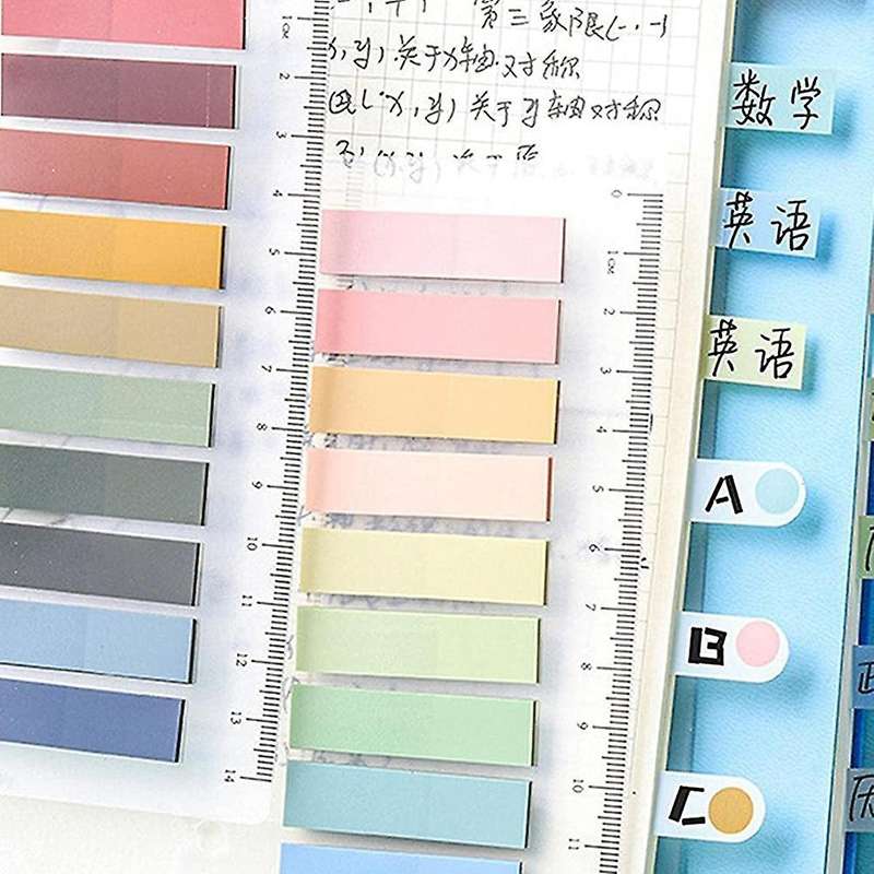 6 Pack 1200 Pieces Sticky Tabs with Ruler, Writable Repositionable