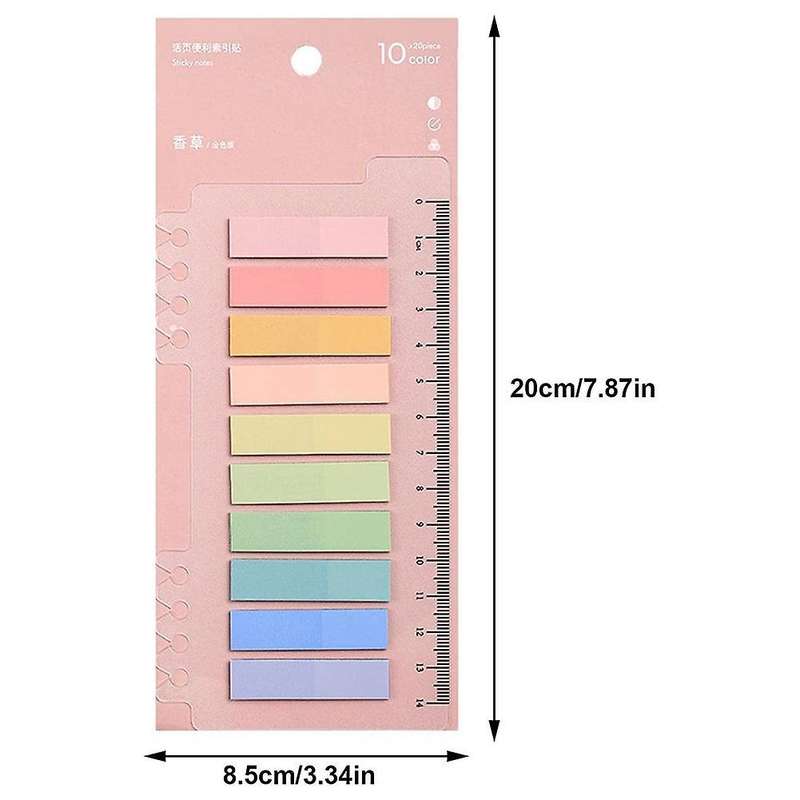 6 Pack 1200 Pieces Sticky Tabs with Ruler, Writable Repositionable