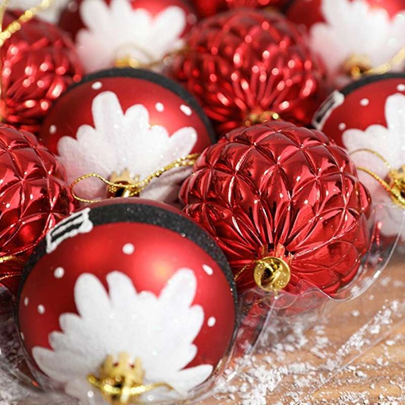 12 Pcs Glitter Christmas Tree Ball Ornaments Baubles Colorful A