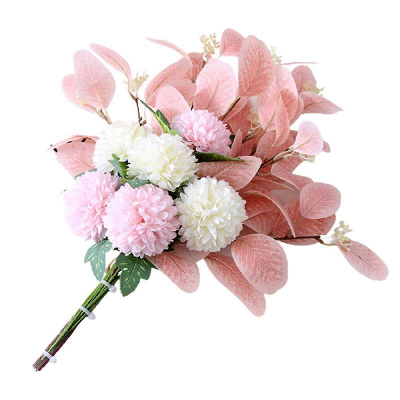 Hydrangea Artificial Flowers Wedding Bouquet Fake Flower(pink White)