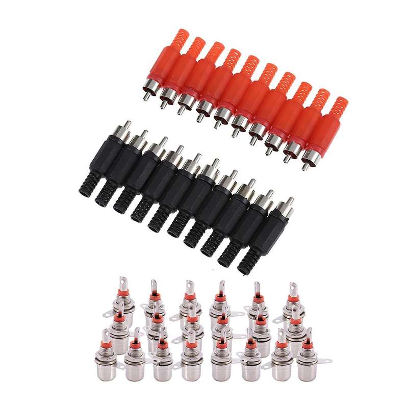 Jack Panel Mount Rca Female Socket Connectors Adapter 20pcs