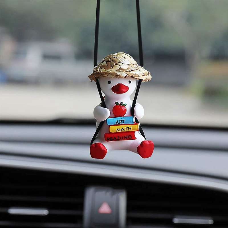 Duck Car Hanging Ornament Cute Duck Rear View Mirror Hanging Pendant