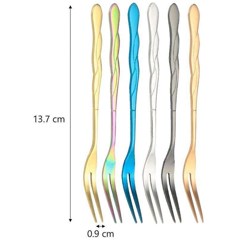 10pcs Stainless Steel Cake Fork 2 Prong Dinner Fork Golden