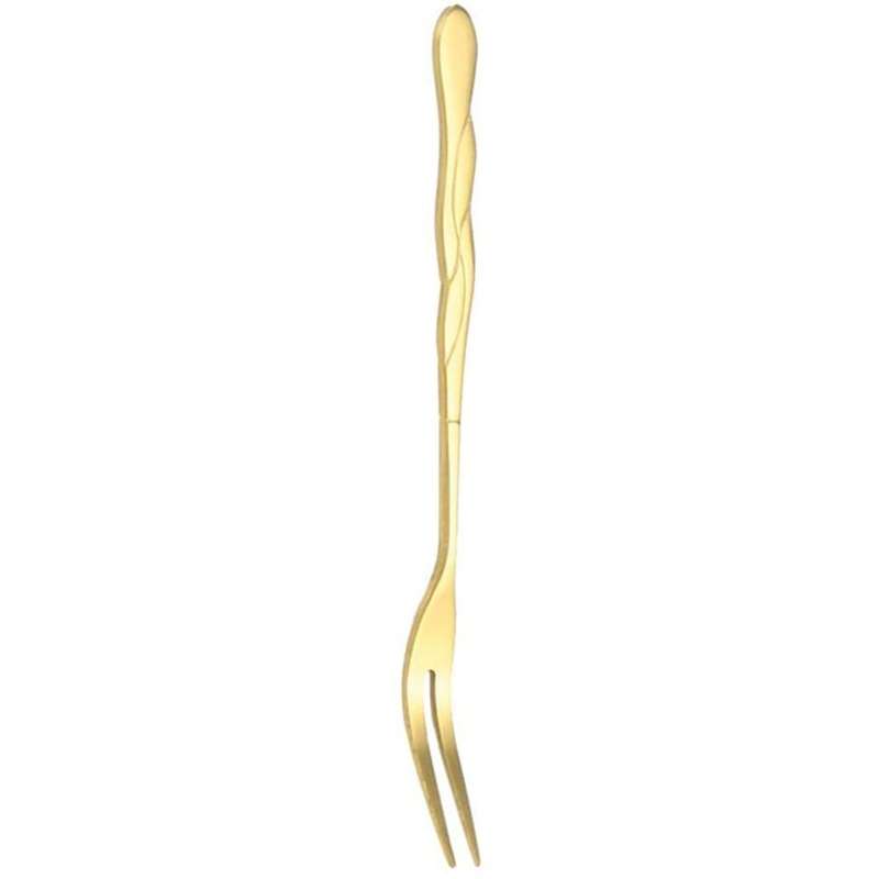 10pcs Stainless Steel Cake Fork 2 Prong Dinner Fork Golden