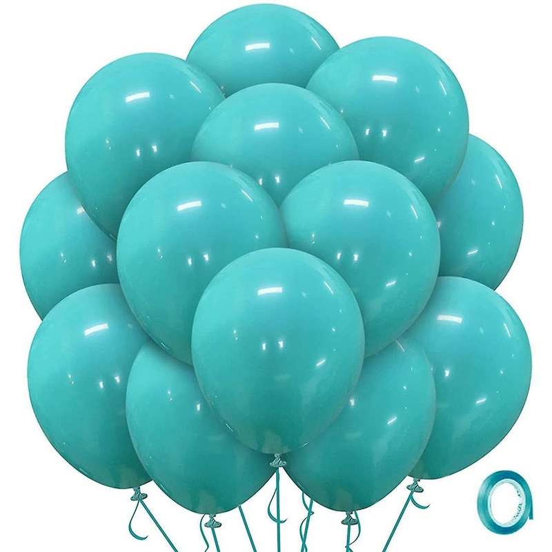 Teal Balloons Latex Party Balloons, 12 Inch Round Helium Balloons