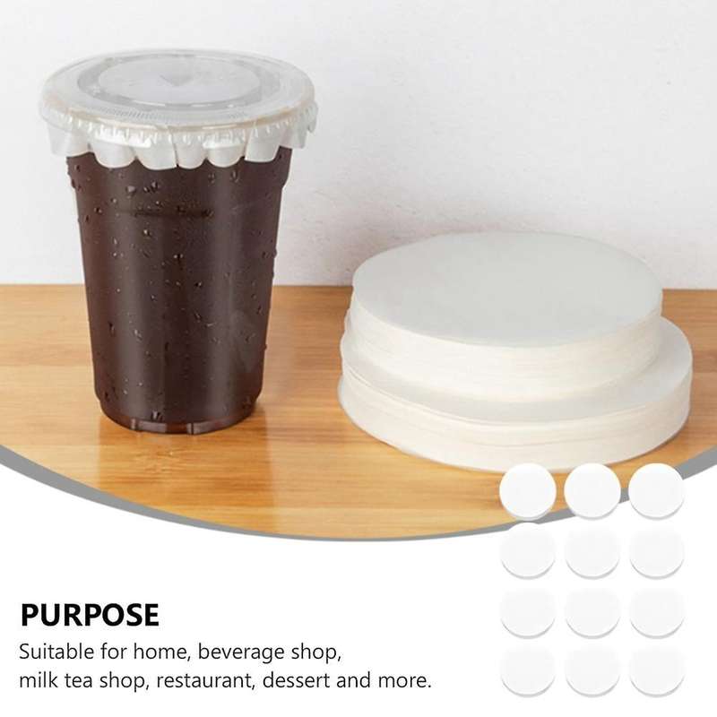 Round Shape Leak Proof Paper Film Milk Tea Sealing for 7-9.5cm Cup