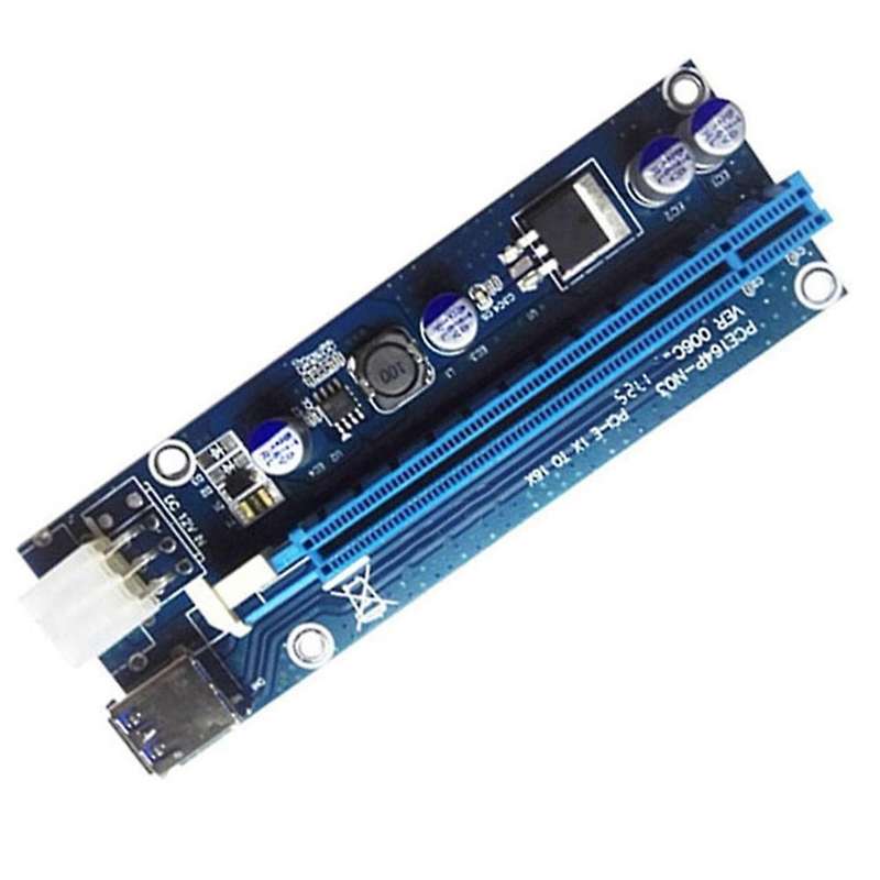 Pci E 1x to 16x Riser Adapter with Molex to Sata Power Cable-gpu