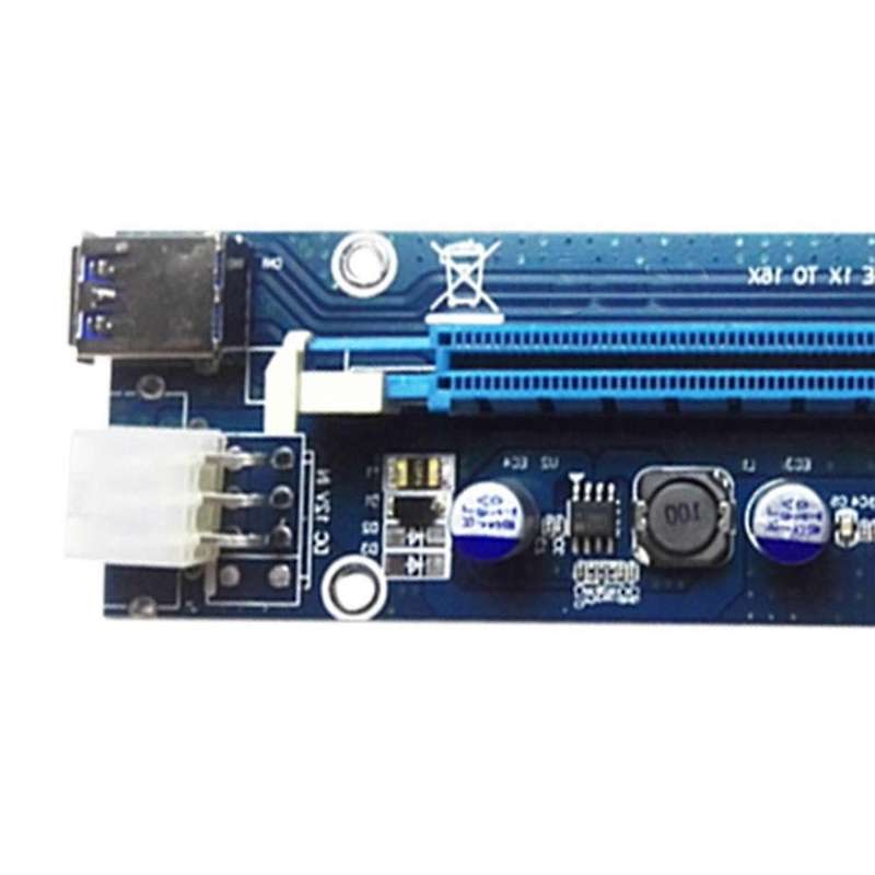 Pci E 1x to 16x Riser Adapter with Molex to Sata Power Cable-gpu
