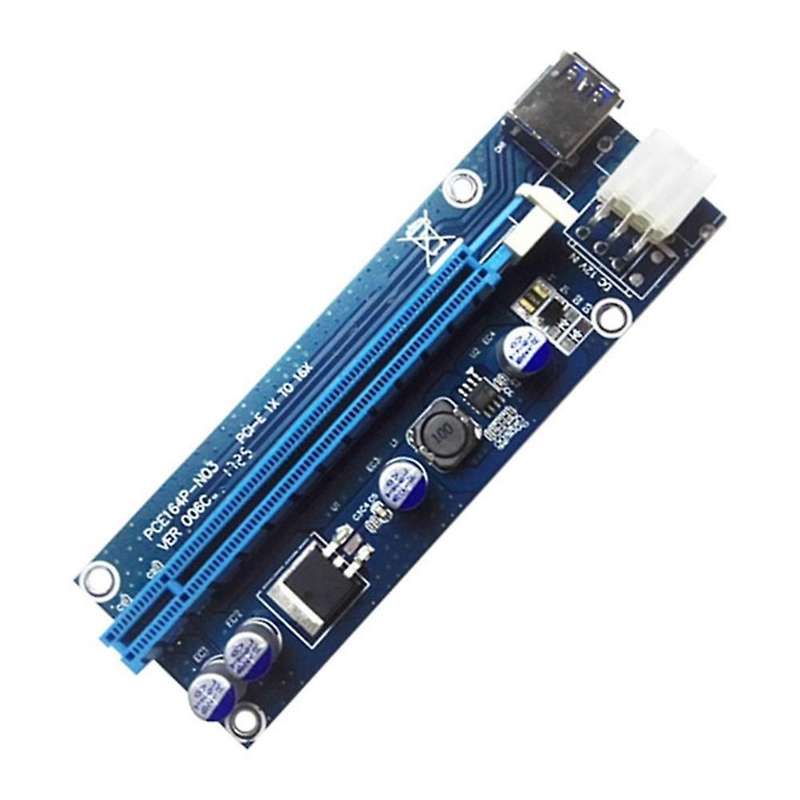 Pci E 1x to 16x Riser Adapter with Molex to Sata Power Cable-gpu