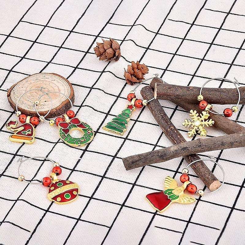 Set Of 6 Cocktail Markers Champagne Glasses Christmas Decorations