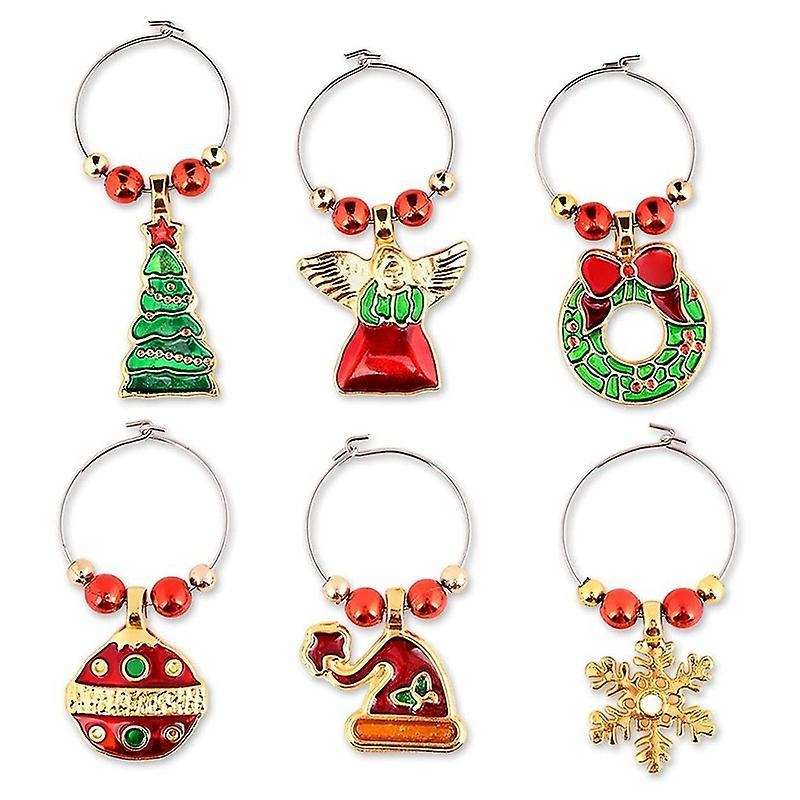 Set Of 6 Cocktail Markers Champagne Glasses Christmas Decorations
