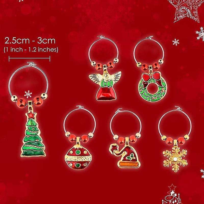 Set Of 6 Cocktail Markers Champagne Glasses Christmas Decorations