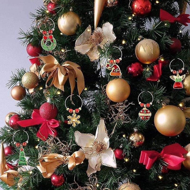 Set Of 6 Cocktail Markers Champagne Glasses Christmas Decorations
