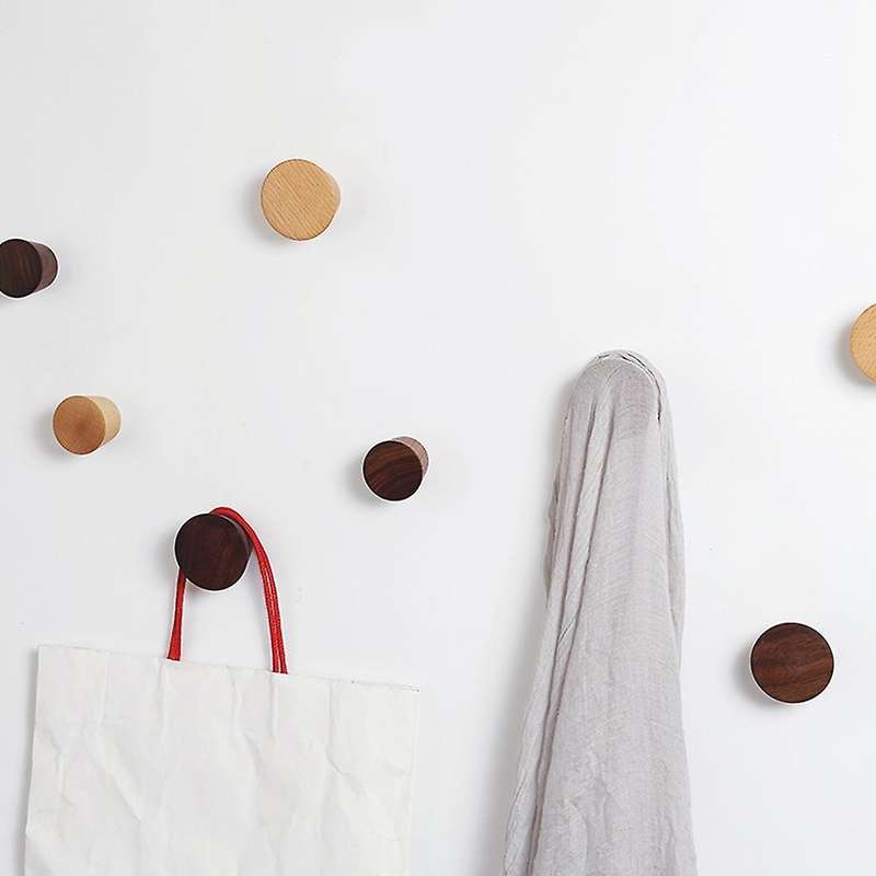 Nordic Living Room Round Wood Coat Hook Wall Decoration Hook B