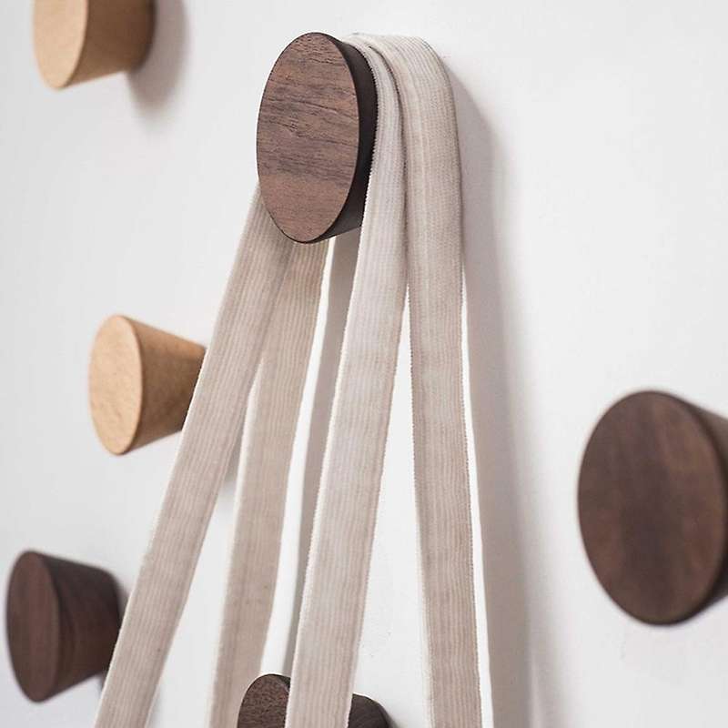 Nordic Living Room Round Wood Coat Hook Wall Decoration Hook B
