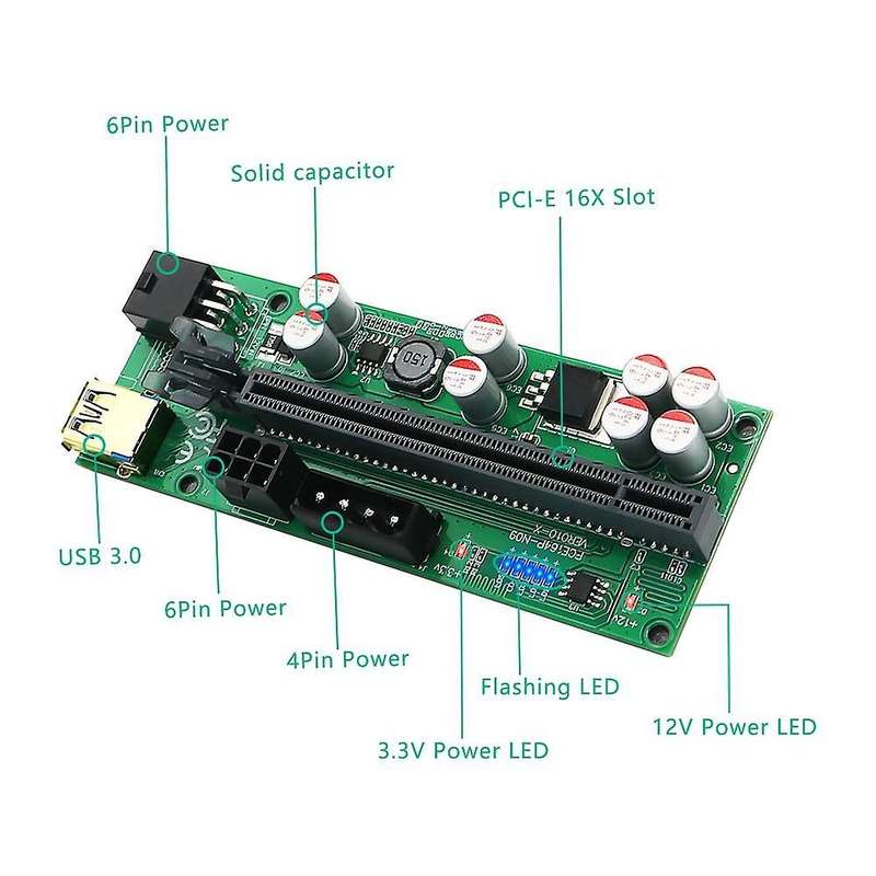 1 Pcs 010-x Pcie Riser 1x to 16x Graphic Extension for Gpu Btc Mining