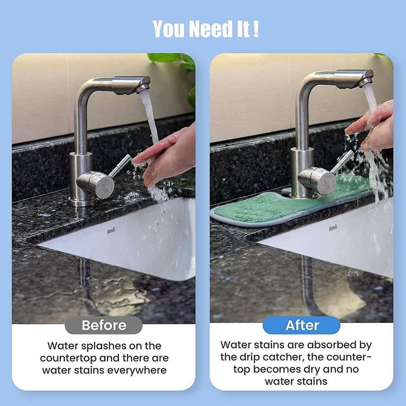 Faucet Absorbent Mat for Kitchen, Water Splash Guard Behind Faucet