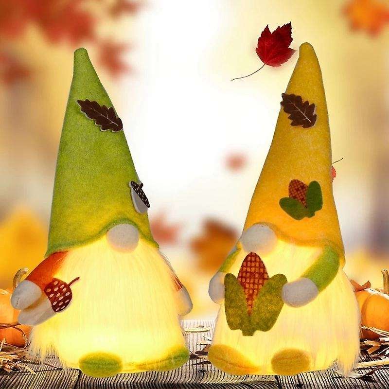 Fall Gnome Swedish Elf Dwarf with Led Light Thanksgiving Day Gift-b